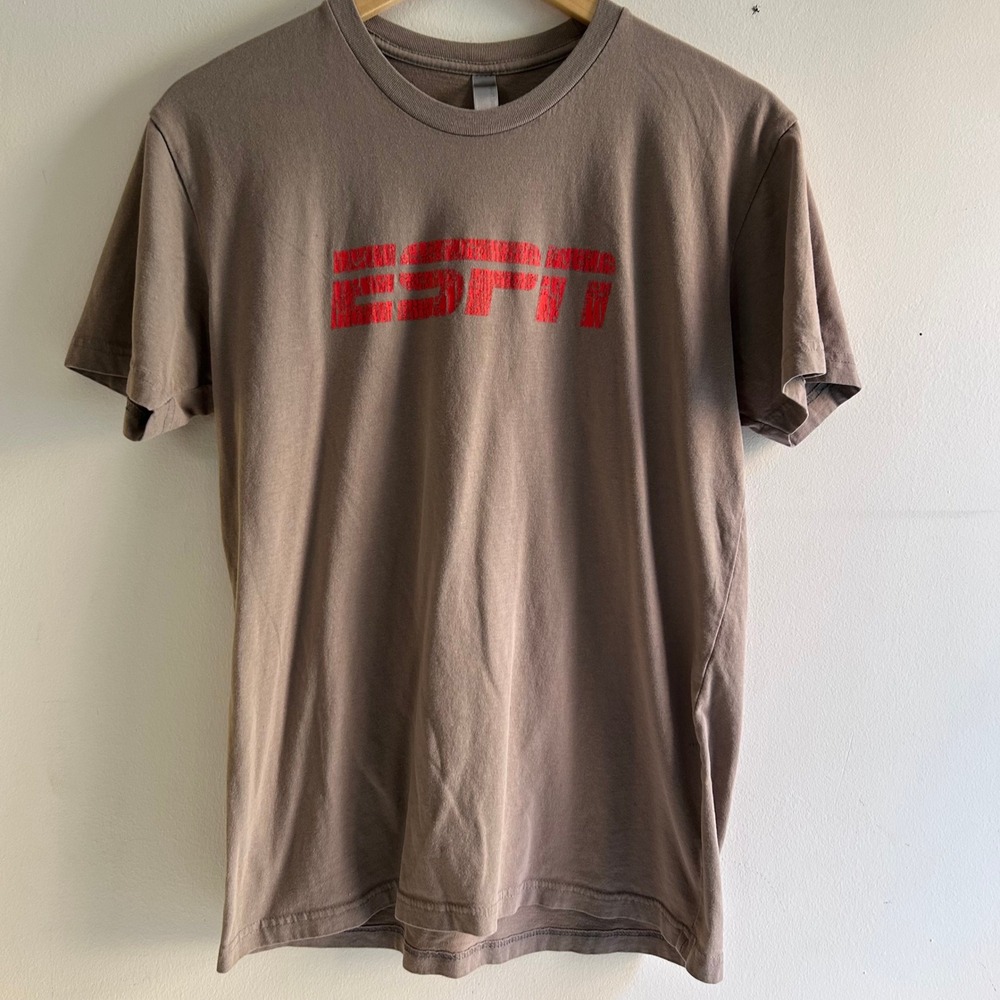 ESPN T Shirt Brown‎ Red Logo Graphic Tee Next Level Apparel Mens Size M